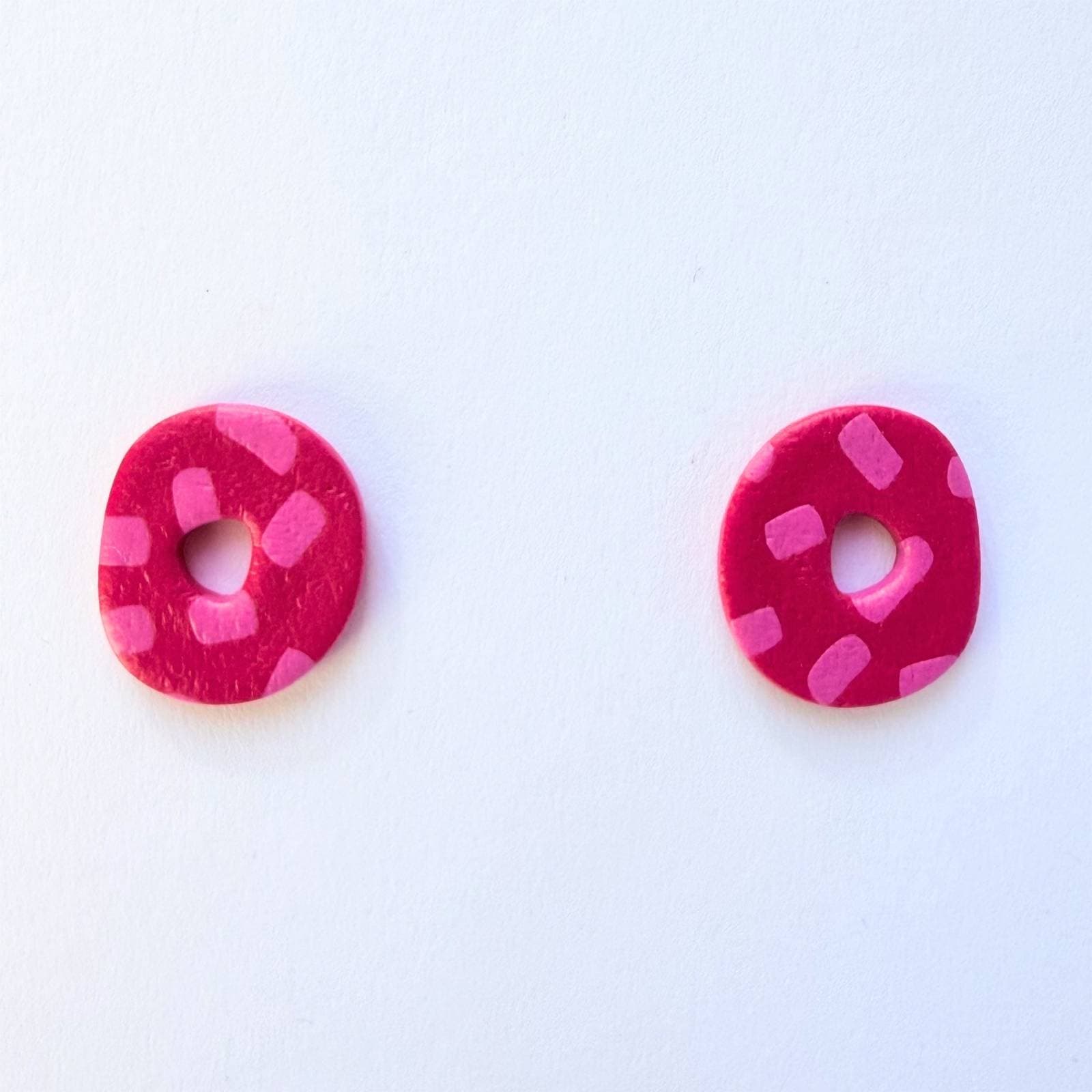 Czerwono-różowe kolczyki handmade